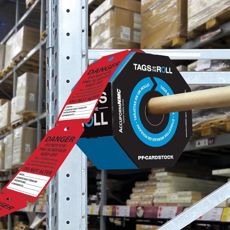 NMC AccuformNMC 250 Scaffolding Tags by-The-Roll, Do Not Use This Scaffold Keep Off, US Made OSHA Compliant Scaffold Tags, Waterproof PF-Cardstock, Resists Tears, 6.25"x3", TAR111 - Image 4